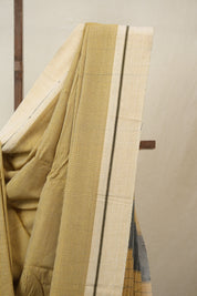 Yellow Small Checks Cotton Patteda Anchu Saree - SRYPAS320