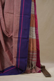 Reddish Pink Big Checks Cotton Patteda Anchu Saree - SRRPPAS323