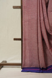 Reddish Pink Big Checks Cotton Patteda Anchu Saree - SRRPPAS323