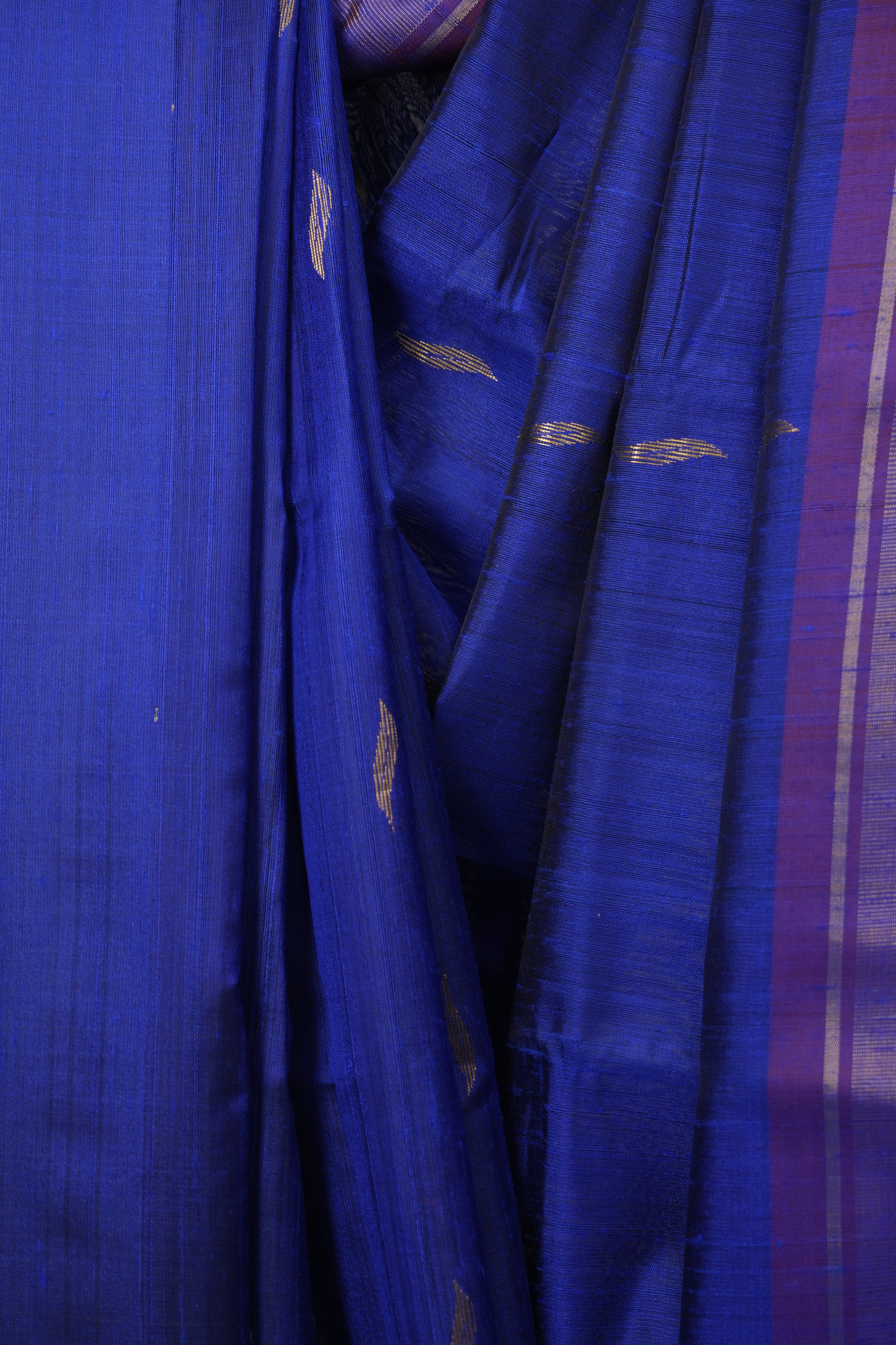 Royal Blue Raw Silk Saree - SRRBRSS1070