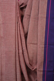 Reddish Pink Big Checks Cotton Patteda Anchu Saree - SRRPPAS323