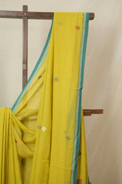 Lime Yellow Mul Bengal Cotton Jamdani Saree - SRLYCJS245