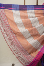 Reddish Pink Big Checks Cotton Patteda Anchu Saree - SRRPPAS323