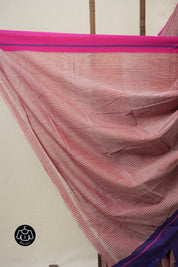 Reddish Pink Big Checks Cotton Patteda Anchu Saree - SRRPPAS323