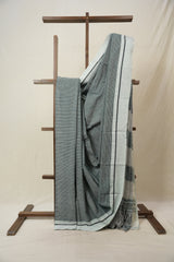 Light Sea Green Small Checks Cotton Patteda Anchu Saree - SRLSGPAS321