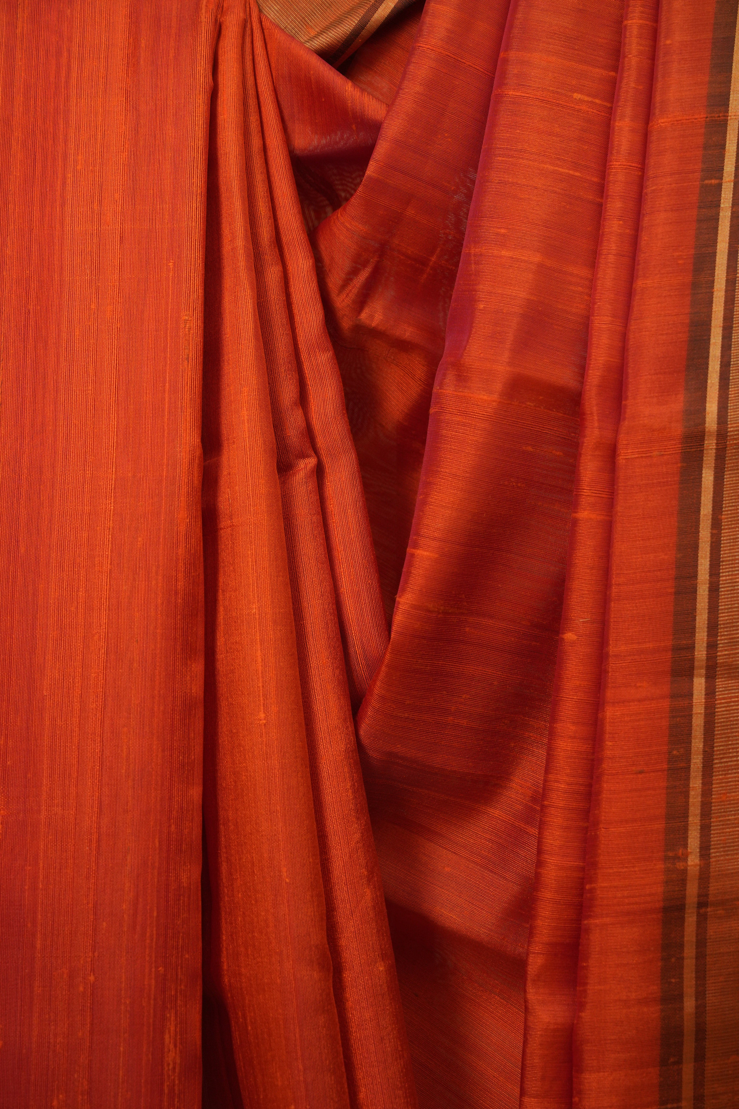 Orange Raw Silk Saree - SRORSS1069