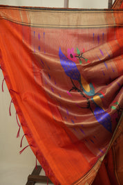 Orange Raw Silk Saree - SRORSS1069