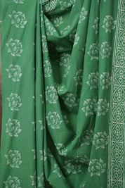 Green White HBP Cotton Saree - SRGWCS2866