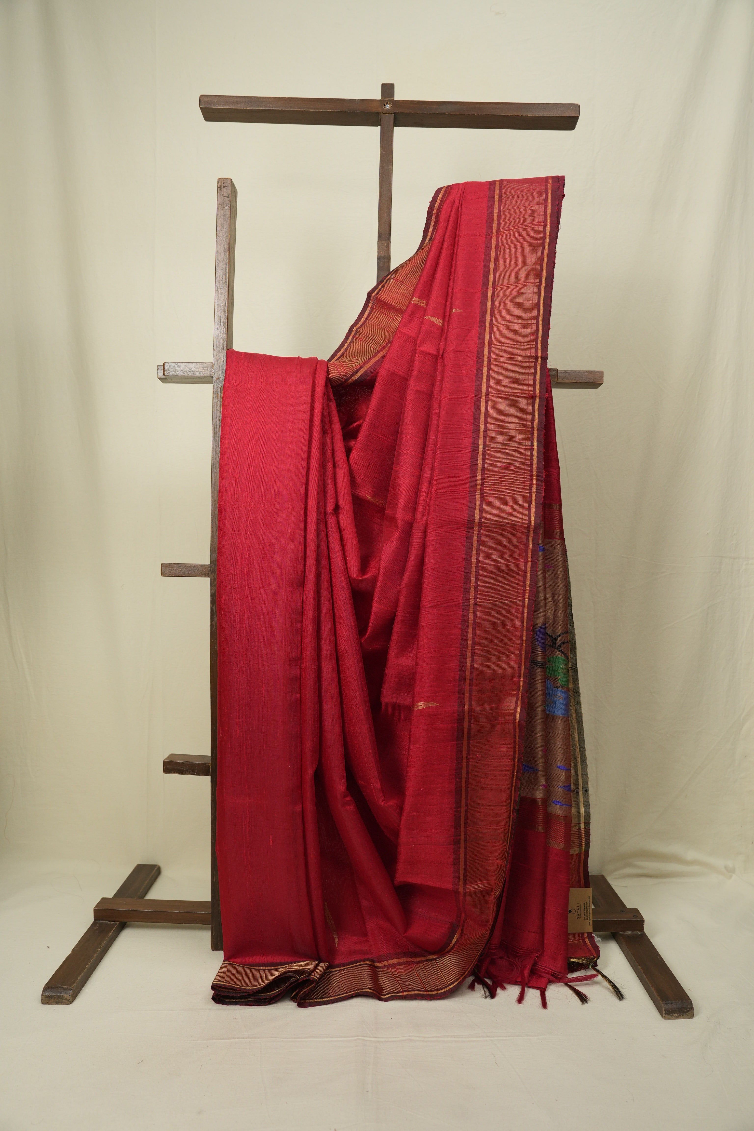 Red Raw Silk Saree - SRRRSS1073