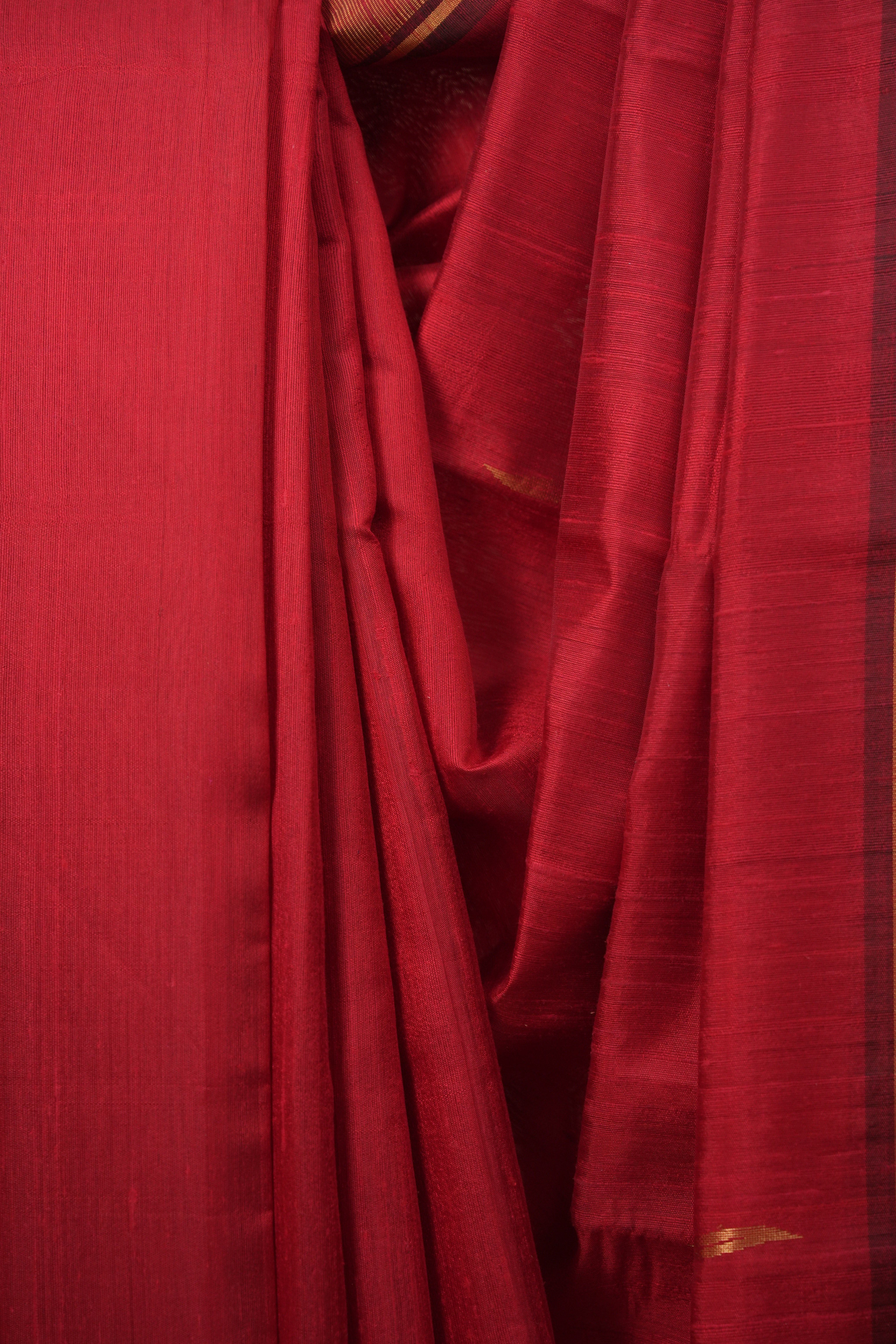 Red Raw Silk Saree - SRRRSS1073