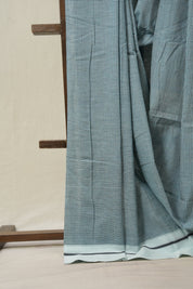 Sky Blue Small Checks Cotton Patteda Anchu Saree - SRSBPAS325