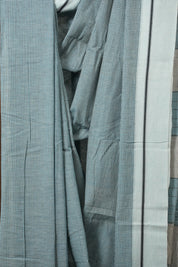 Sky Blue Small Checks Cotton Patteda Anchu Saree - SRSBPAS325