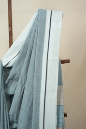 Sky Blue Small Checks Cotton Patteda Anchu Saree - SRSBPAS325