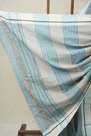 Sky Blue Small Checks Cotton Patteda Anchu Saree - SRSBPAS325