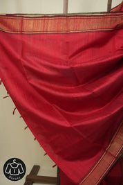 Red Raw Silk Saree - SRRRSS1073