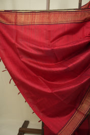 Red Raw Silk Saree - SRRRSS1073