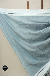 Sky Blue Small Checks Cotton Patteda Anchu Saree - SRSBPAS325