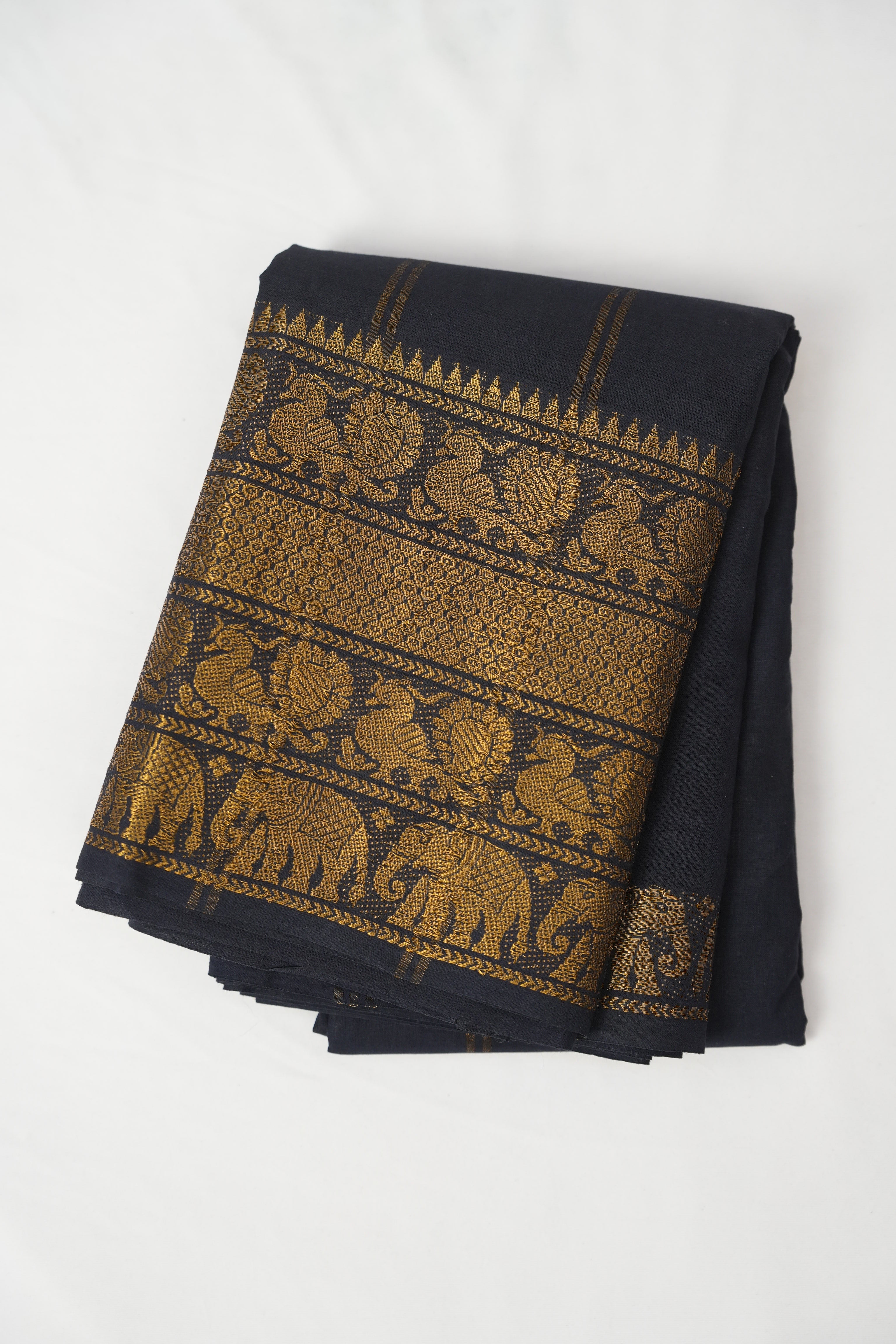Black Sungudi Cotton Saree - SRBSCS81