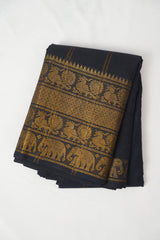 Black Sungudi Cotton Saree - SRBSCS81