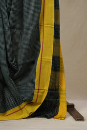 Green Big Checks Cotton Patteda Anchu Saree - SRGPAS324