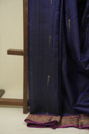 Navy Blue Raw Silk Saree - SRNBRSS1072