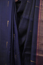 Navy Blue Raw Silk Saree - SRNBRSS1072