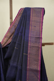 Navy Blue Raw Silk Saree - SRNBRSS1072