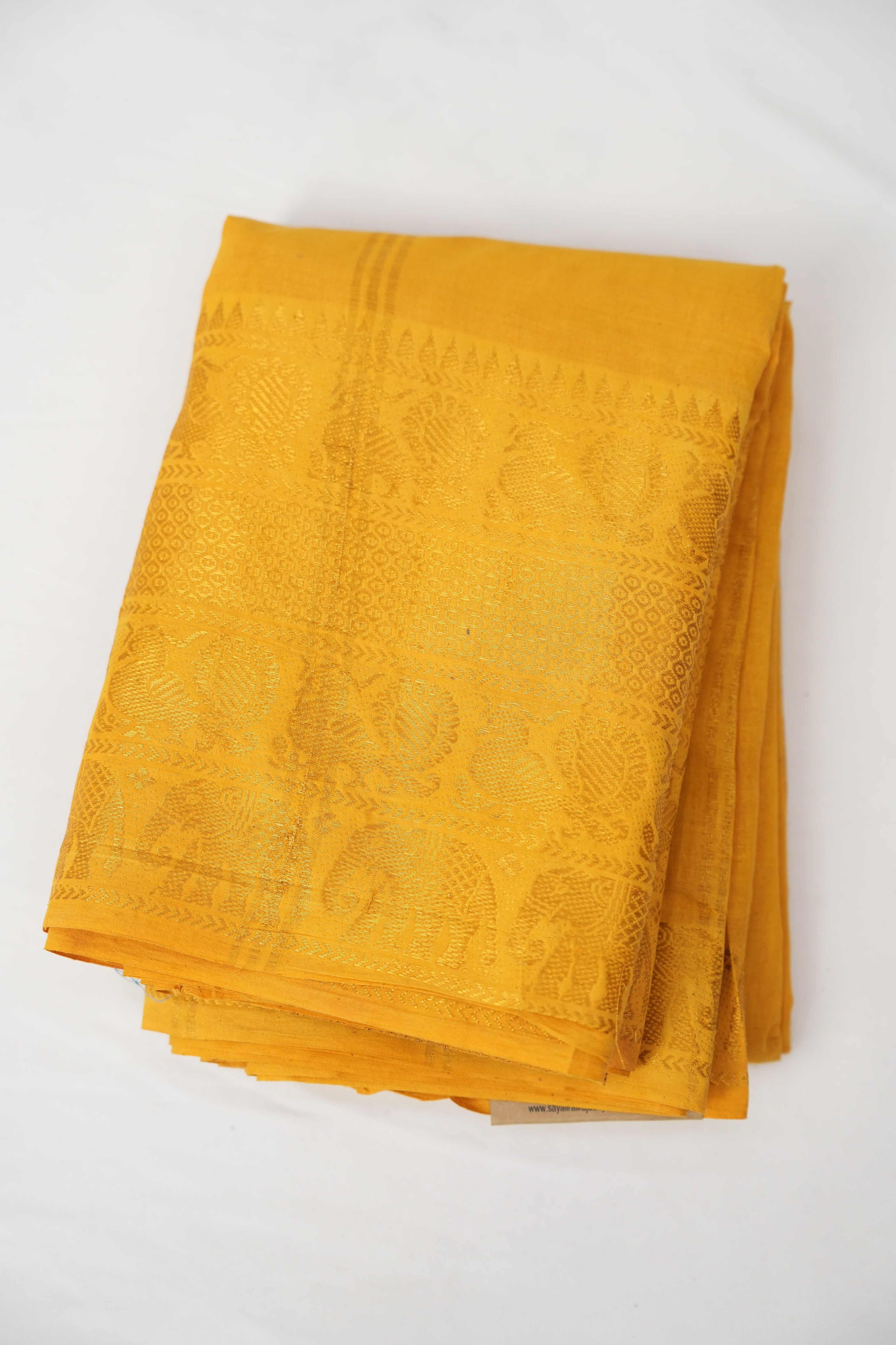 Mustard Yellow Sungudi Cotton Saree - SRMYSCS84