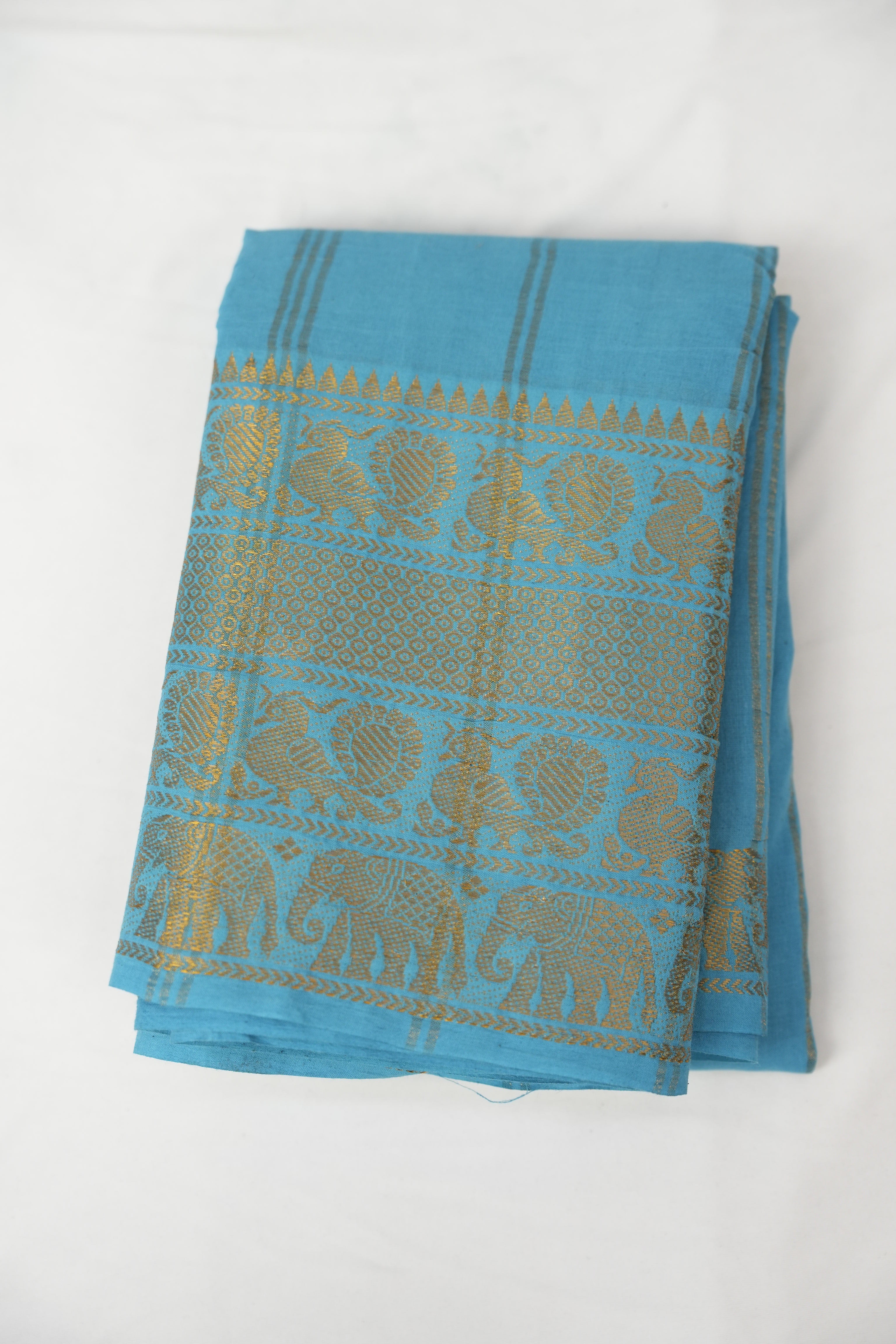 Aqua Blue Sungudi Cotton Saree - SRABSCS80
