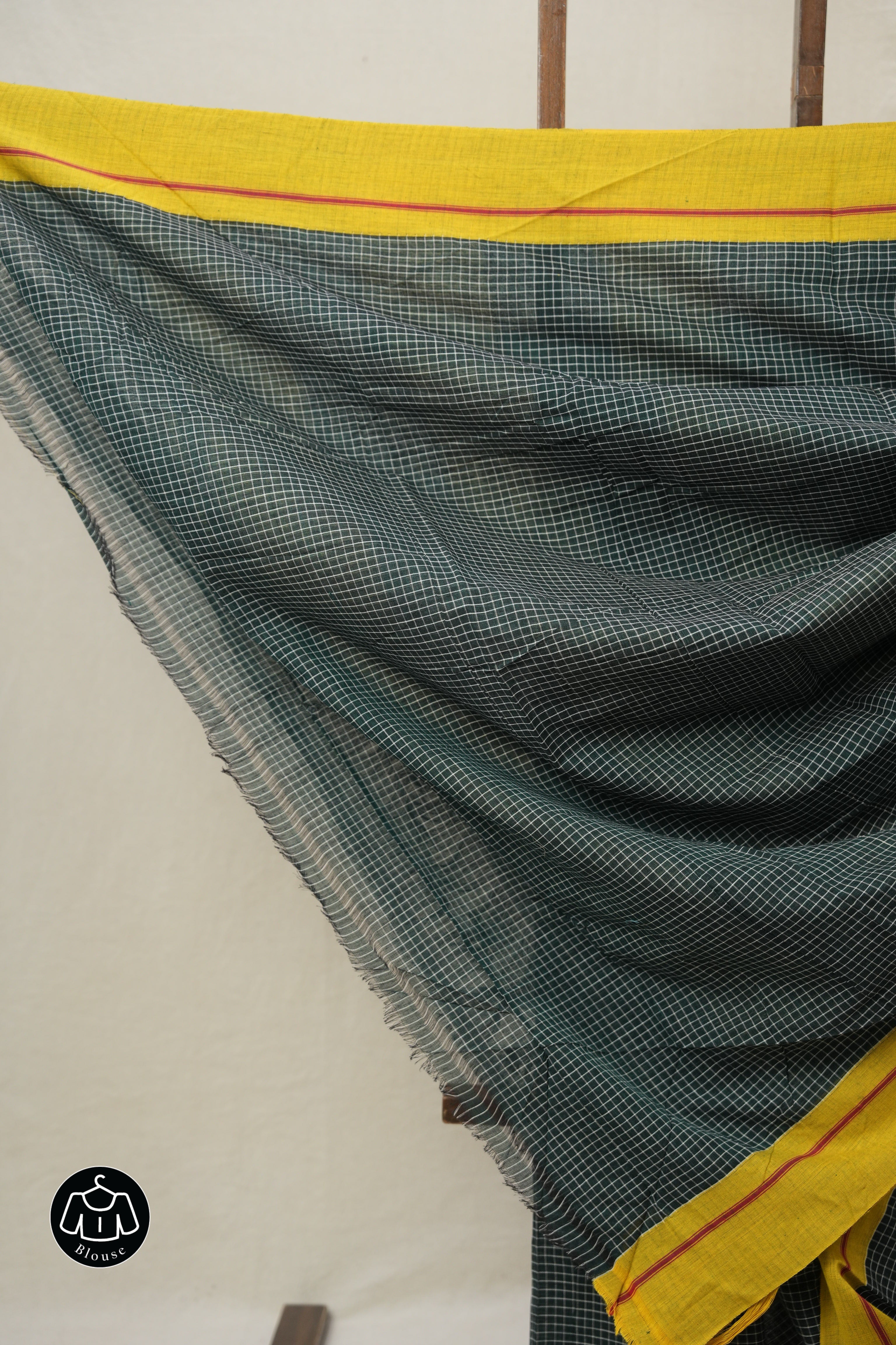 Green Big Checks Cotton Patteda Anchu Saree - SRGPAS324