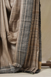 Beige Tussar Silk Saree - SRBTSS1801