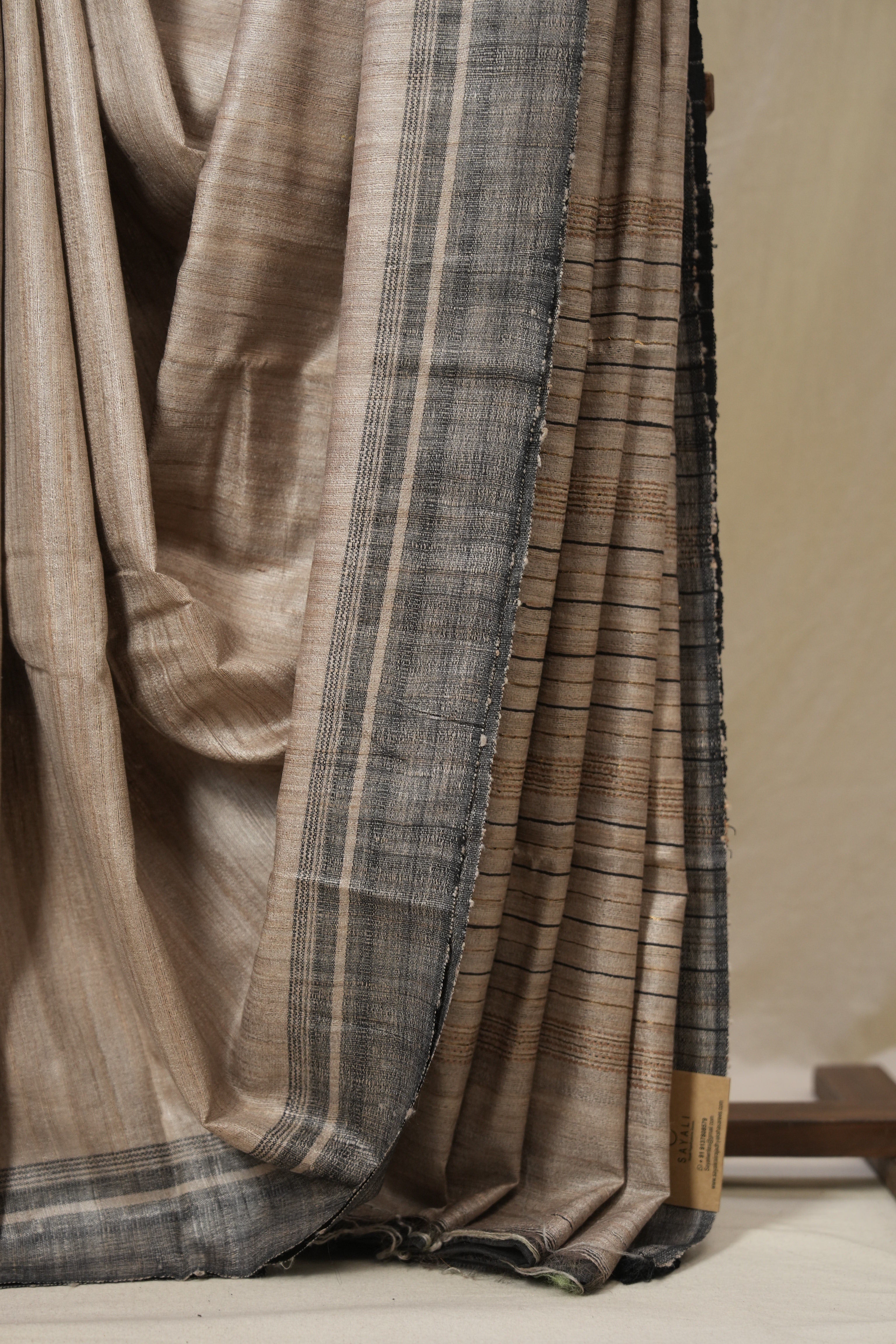 Beige Tussar Silk Saree - SRBTSS1801