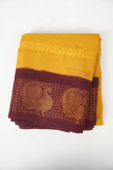 Mustard Gold Sungudi Cotton Saree - SRMGSCS77