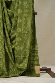 Mehndi Green HBP Cotton Saree - SRMGCS2835