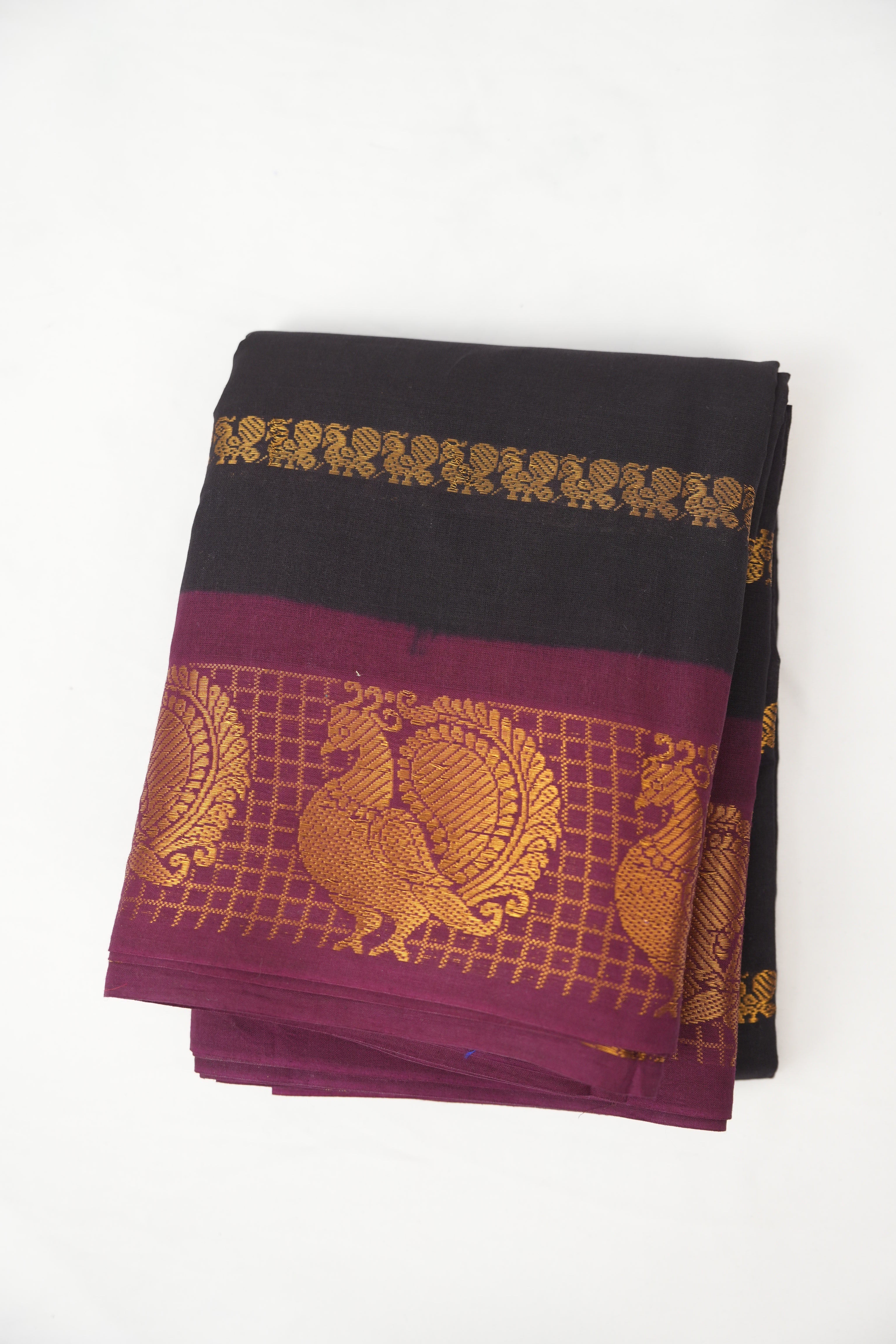 Dark Wine Sungudi Cotton Saree - SRDWSCS75