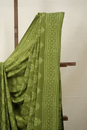 Mehndi Green HBP Cotton Saree - SRMGCS2835