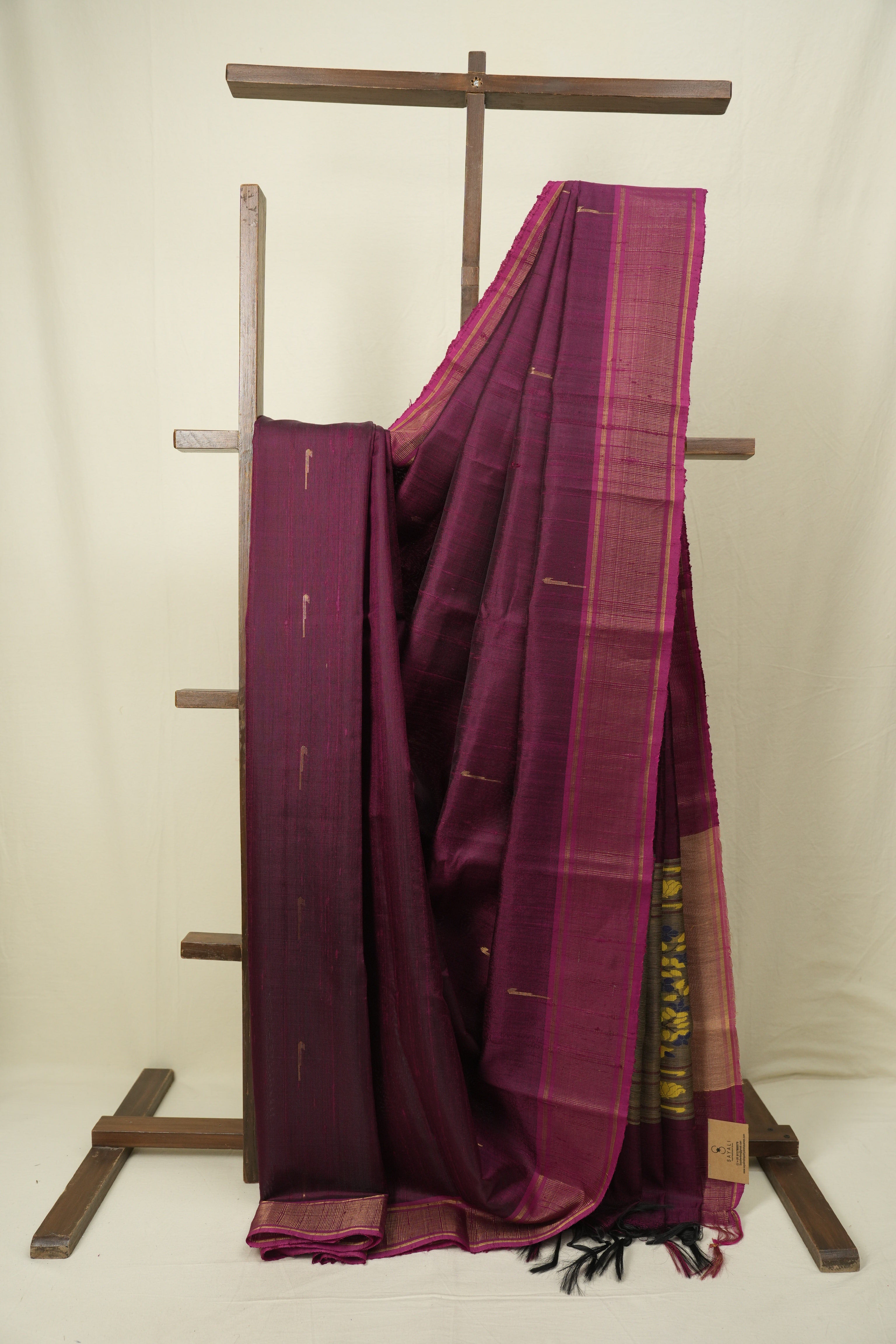 Magenta Raw Silk Saree - SRMRSS1075