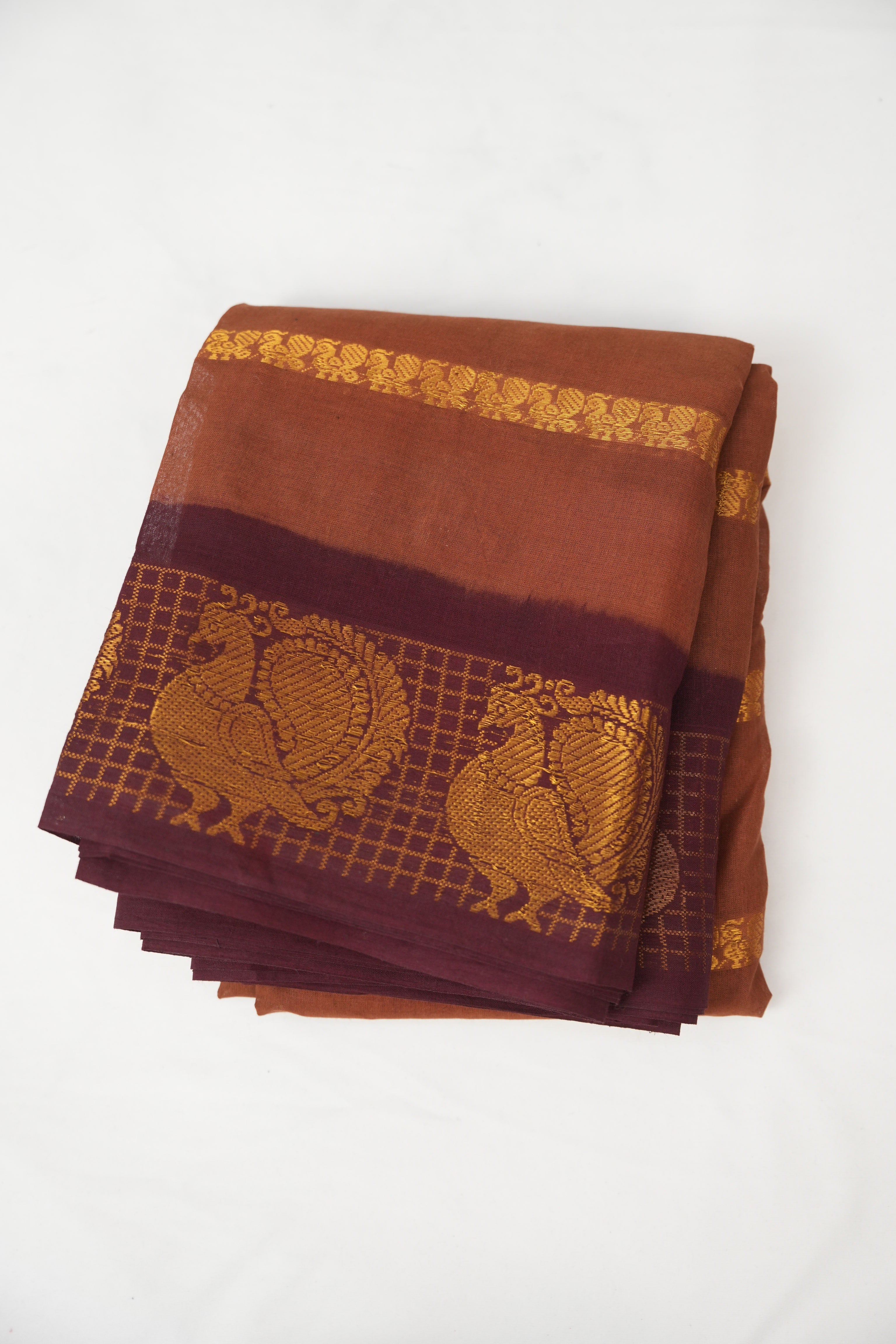 Brown Sungudi Cotton Saree - SRBSCS73