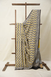 Yellow Black HBP Cotton Saree - SRYBCS2834