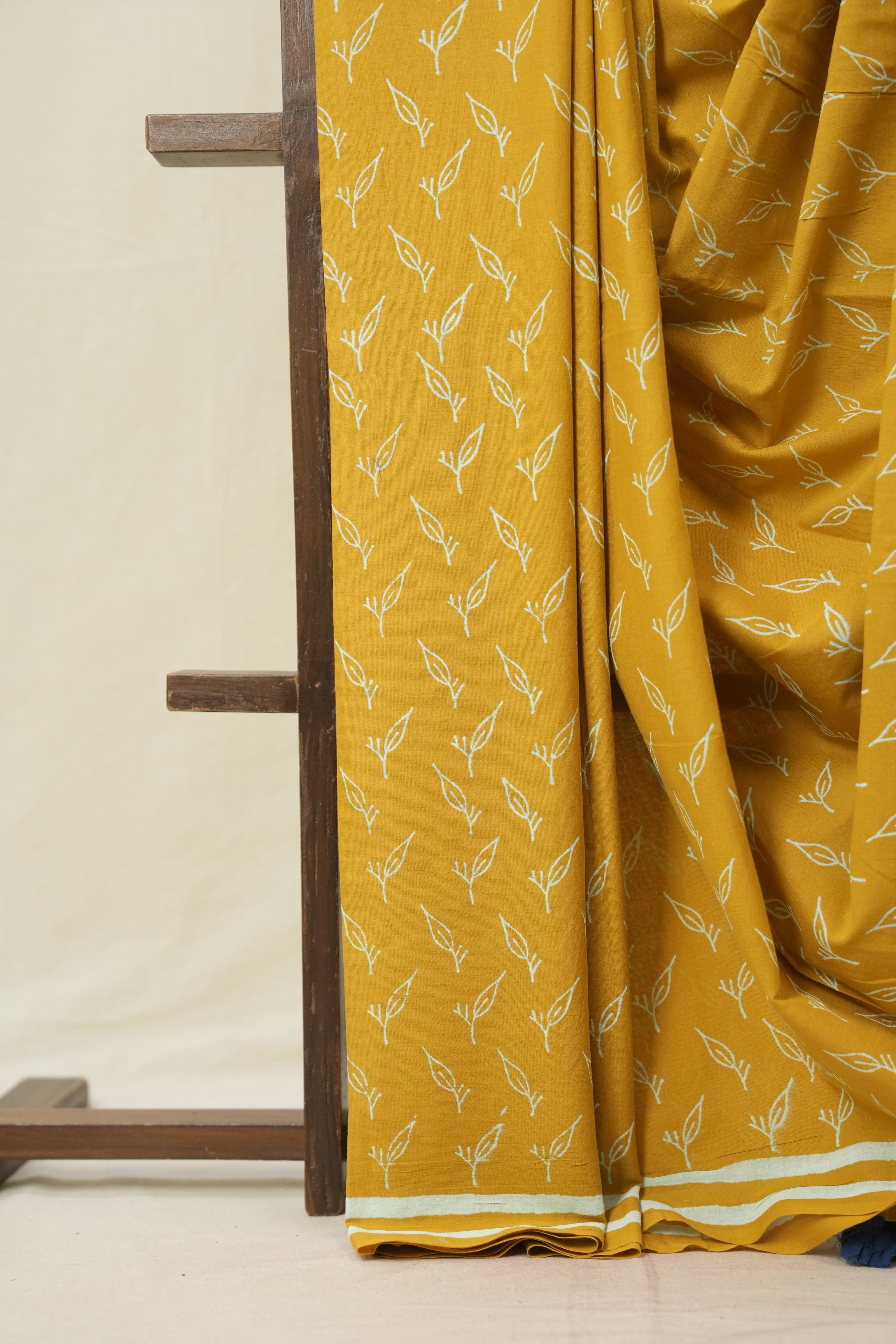 Mustard Yellow HBP Cotton Saree - SRMYCS3370