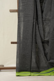 Black Big Checks Cotton Patteda Anchu Saree - SRBPAS333