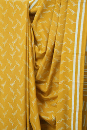 Mustard Yellow HBP Cotton Saree - SRMYCS3370
