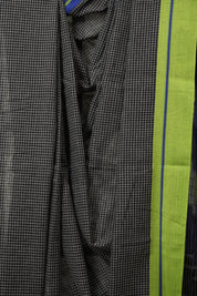 Black Big Checks Cotton Patteda Anchu Saree - SRBPAS333