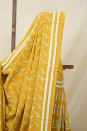 Mustard Yellow HBP Cotton Saree - SRMYCS3370