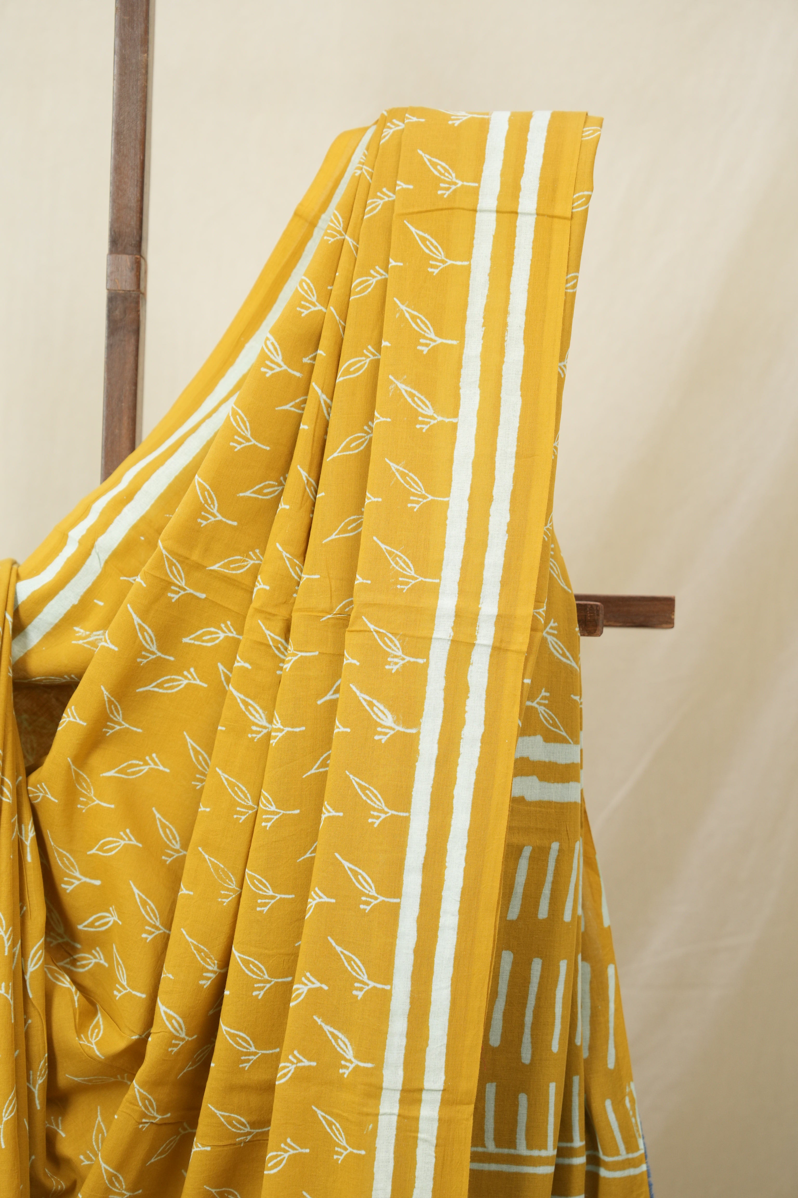 Mustard Yellow HBP Cotton Saree - SRMYCS3370