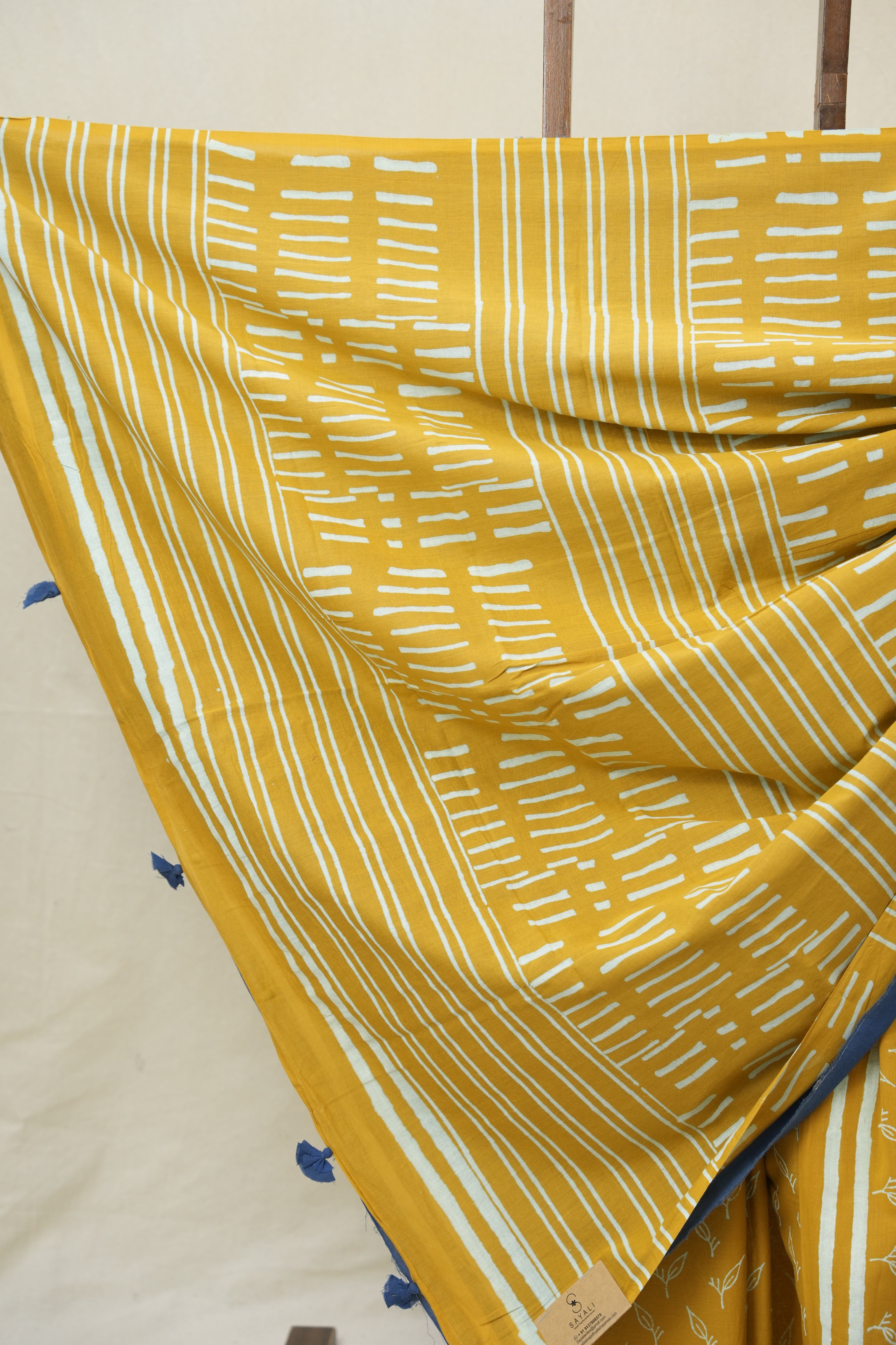 Mustard Yellow HBP Cotton Saree - SRMYCS3370
