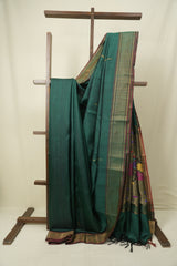 Bottle Green Raw Silk Saree - SRBGRSS1074