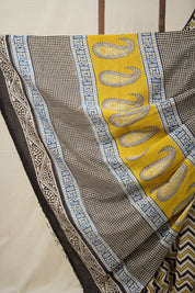 Yellow Black HBP Cotton Saree - SRYBCS2834