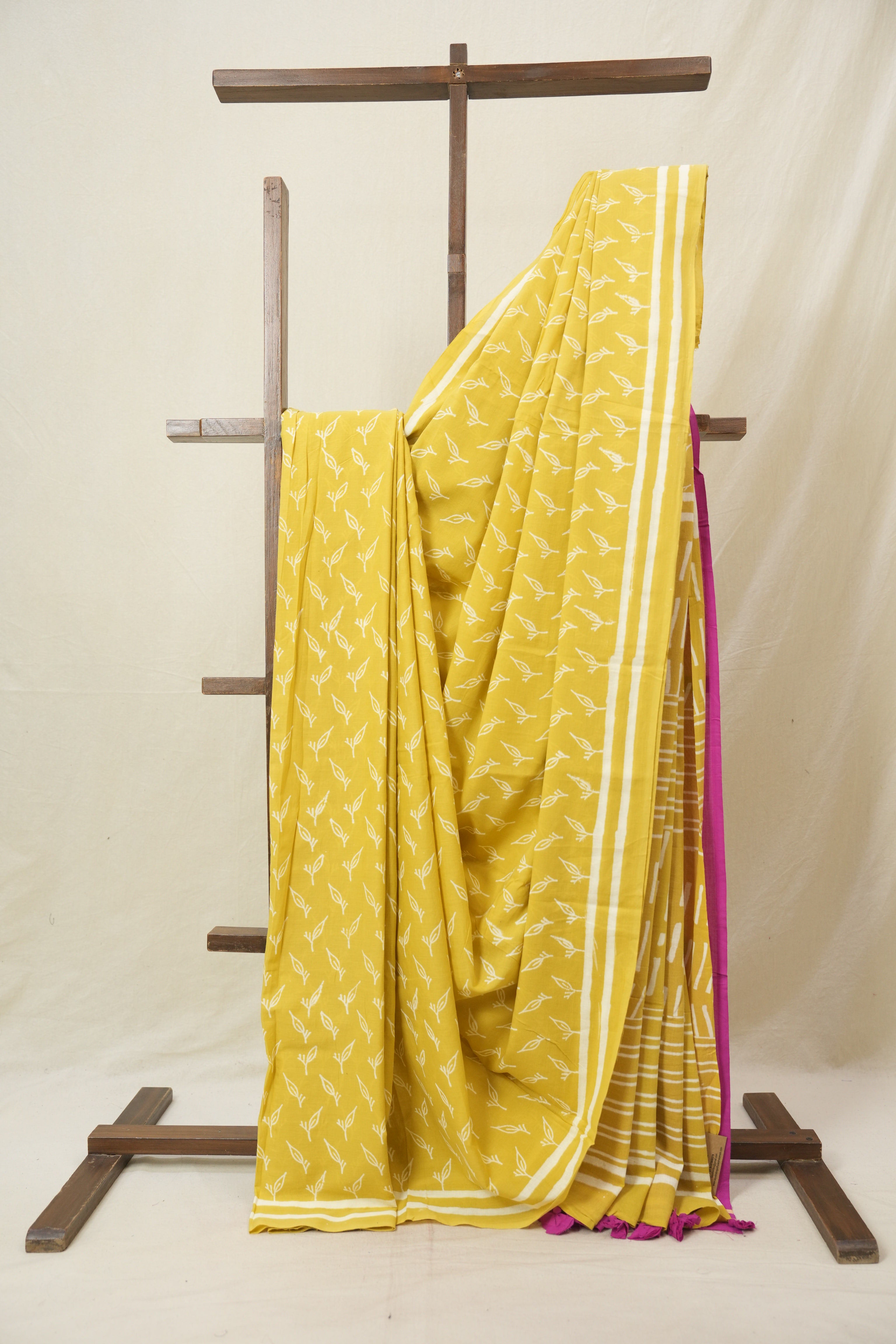 Mustard HBP Cotton Saree - SRMCS3371