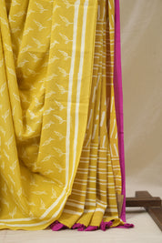 Mustard HBP Cotton Saree - SRMCS3371